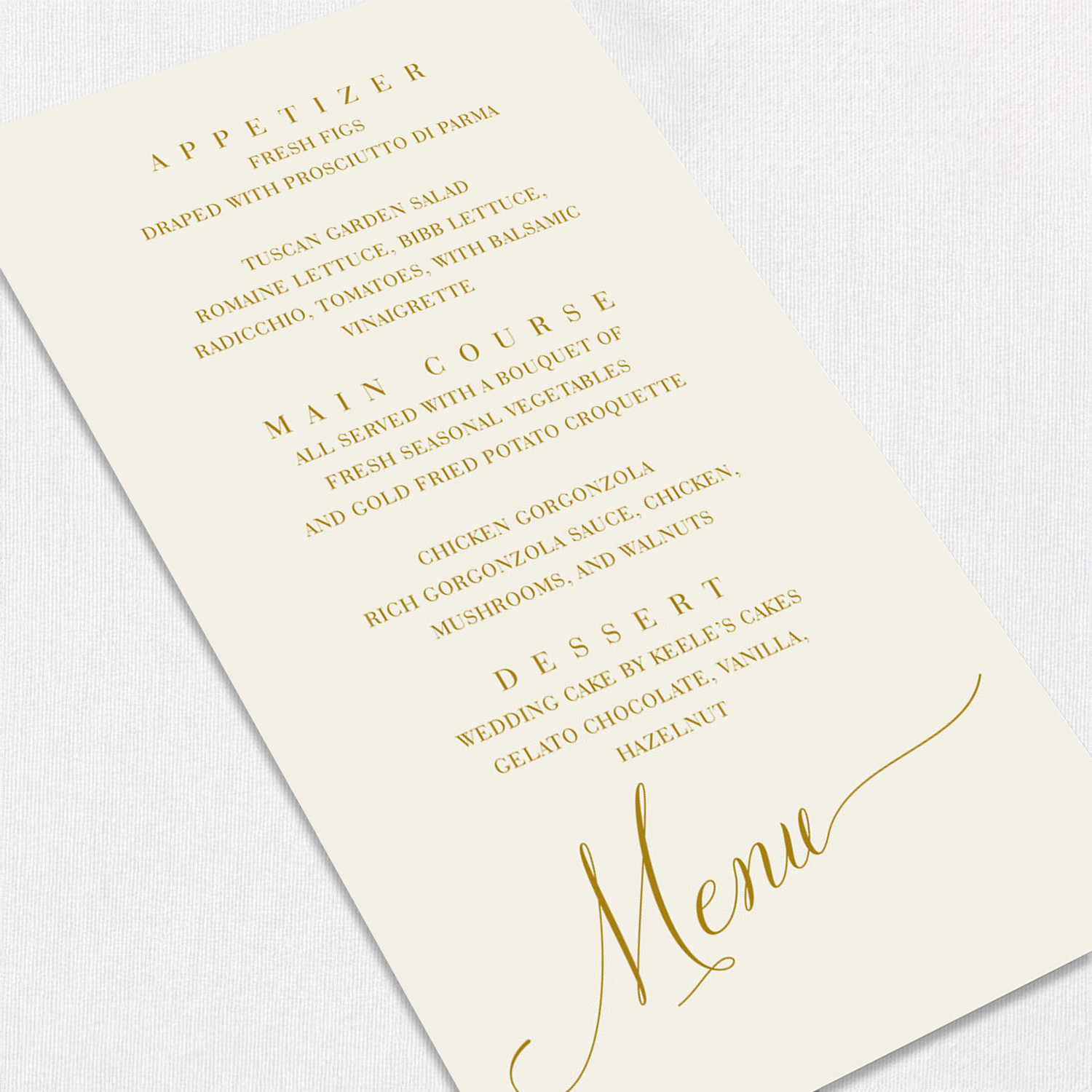 Andrea Blush Wedding Menu