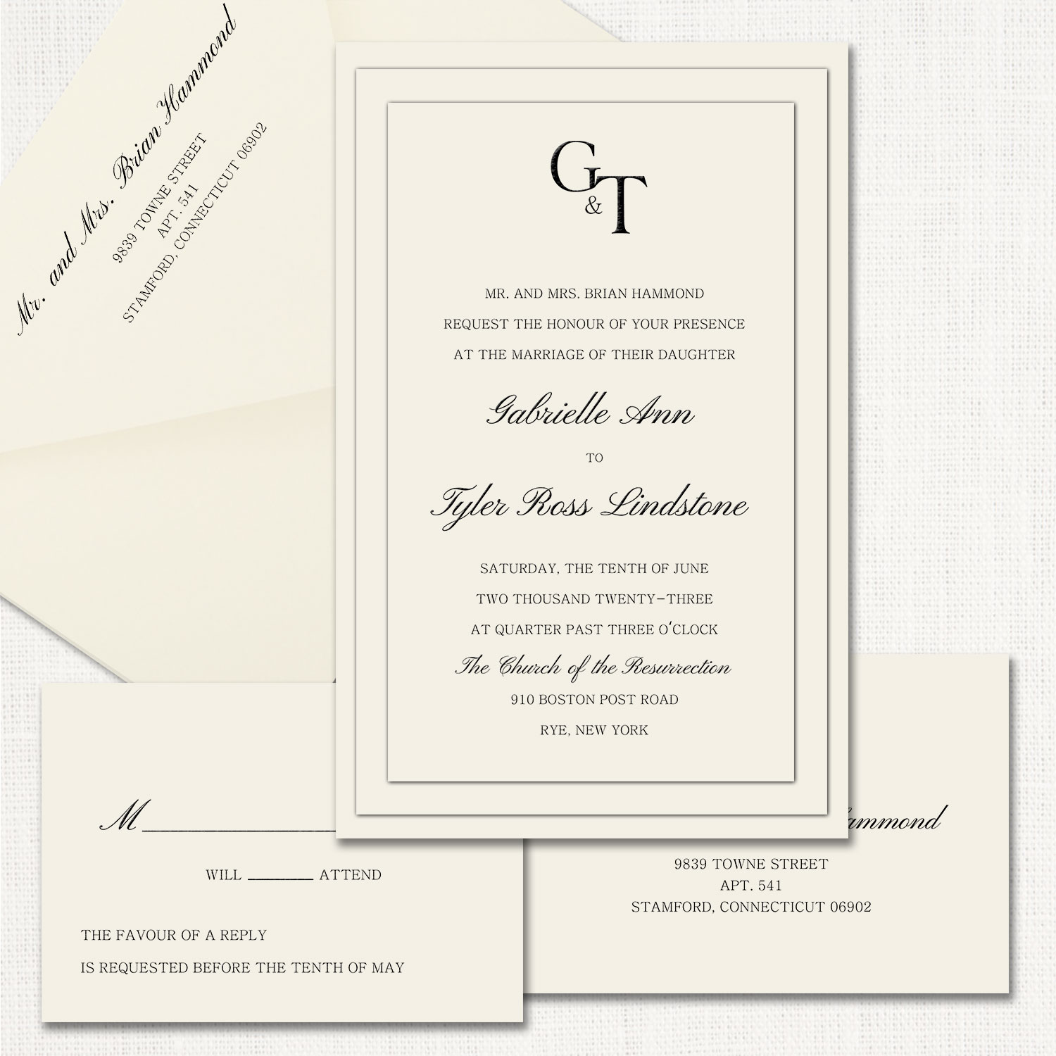 Gabrielle Ecru Wedding Invitations 
