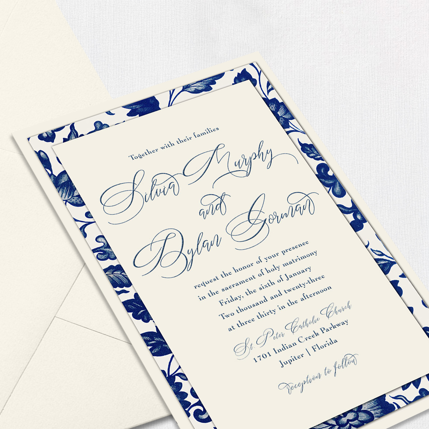 Silvia Vintage Floral Wedding Invitations 