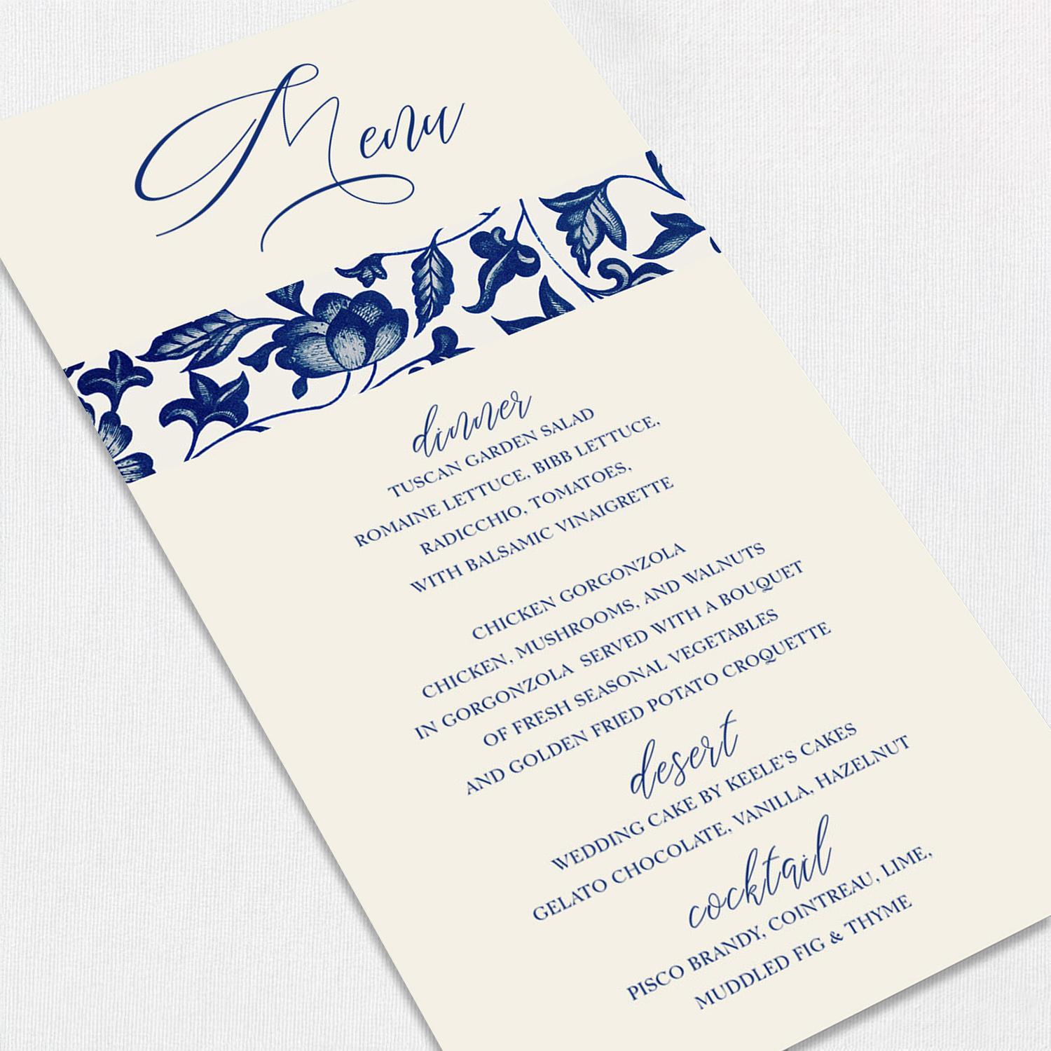 Silvia Wedding Menu