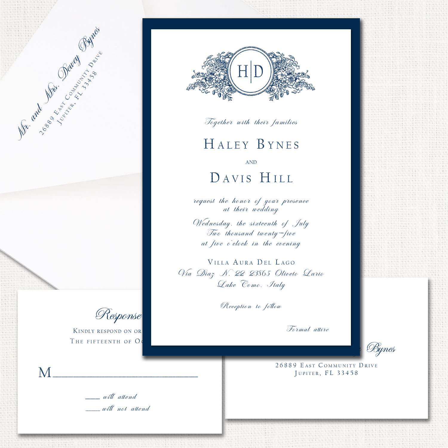 Haley Navy Wedding Invitations