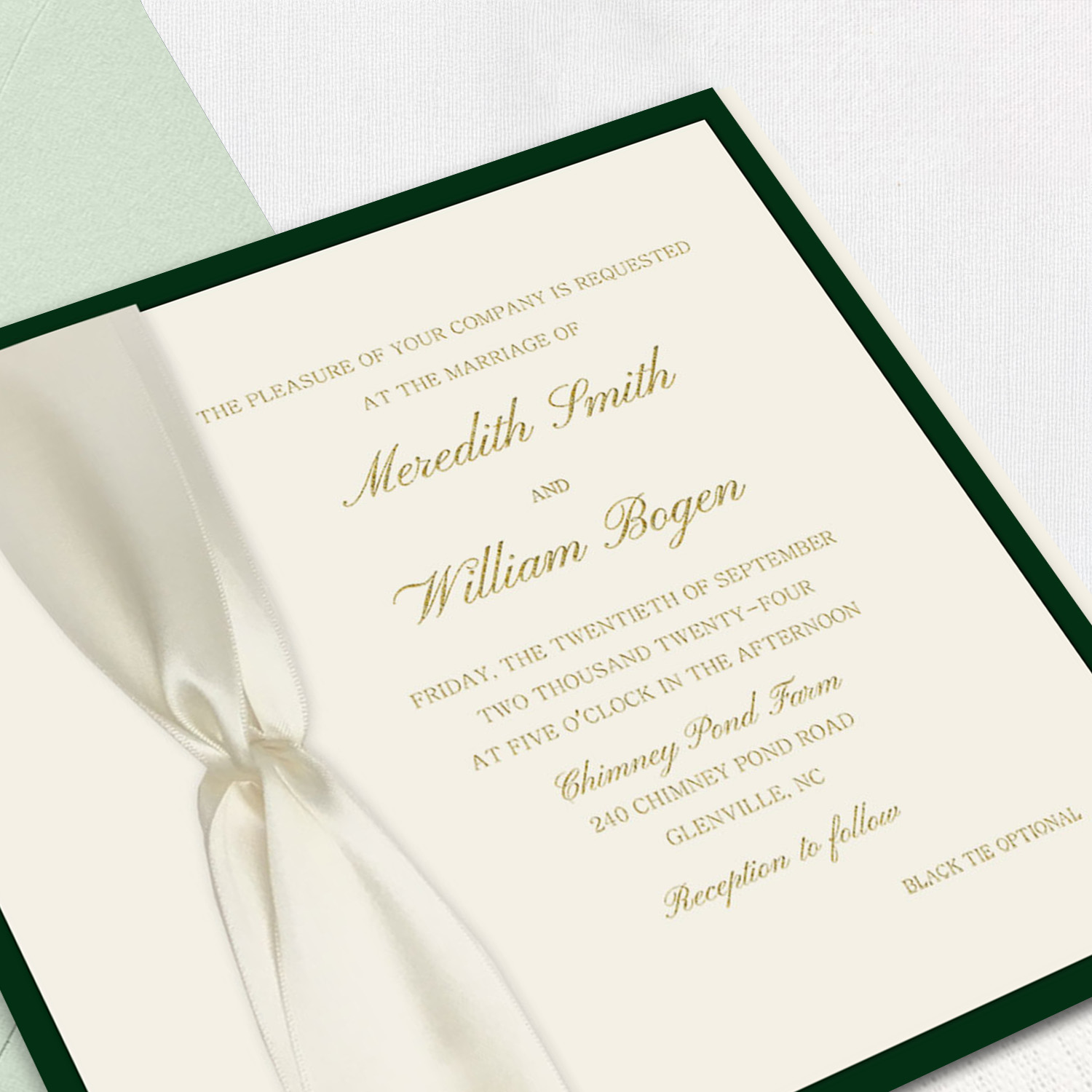Meredith Square Ribbon Wedding Invitations
