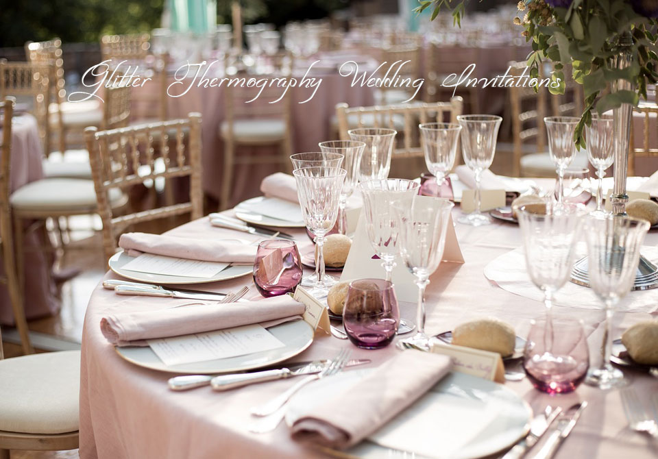 Glitter Thermography Wedding Invitations 