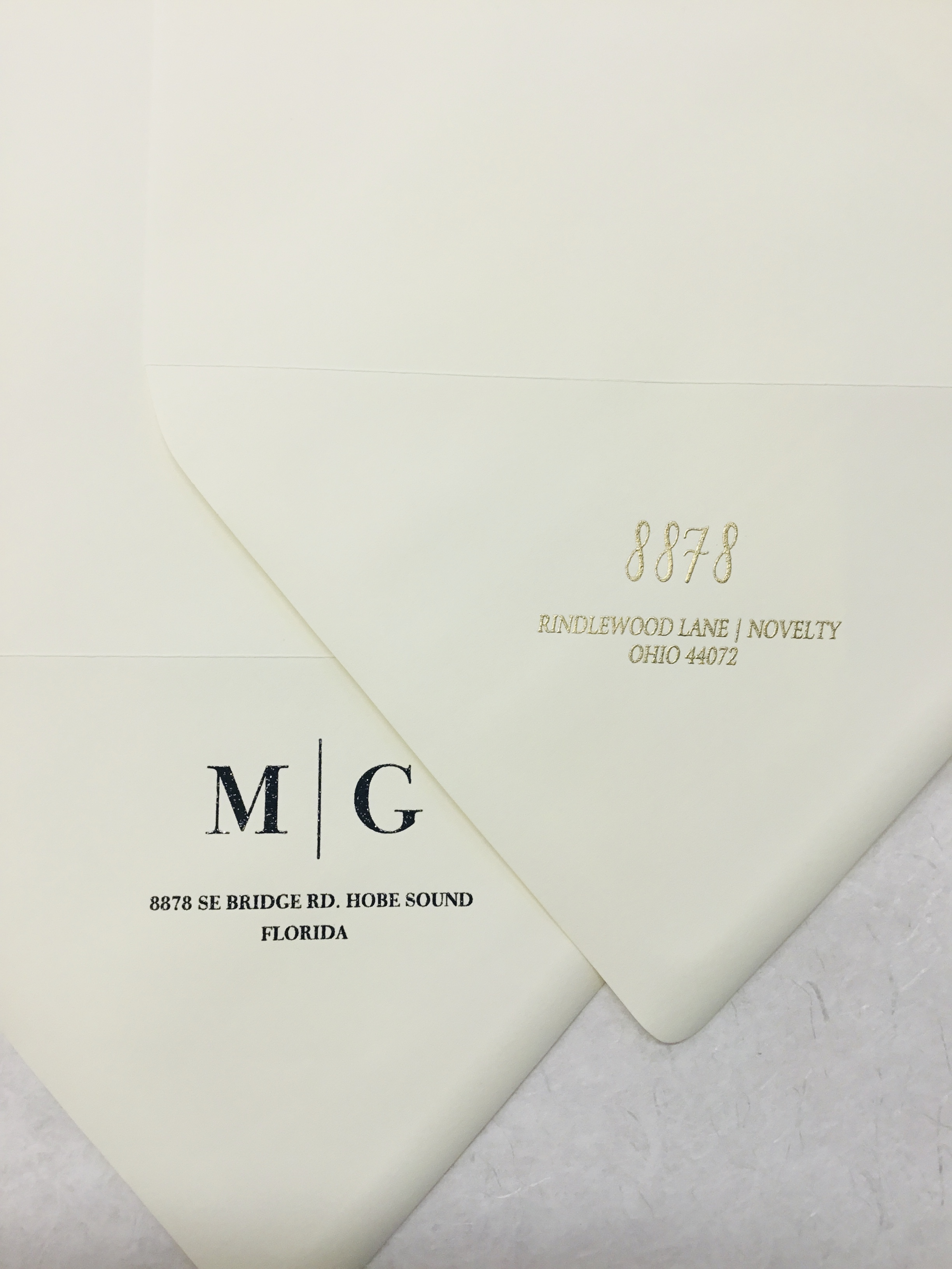 Black Diamond and Silk Gold Ink perfect colors for Flap Return Address