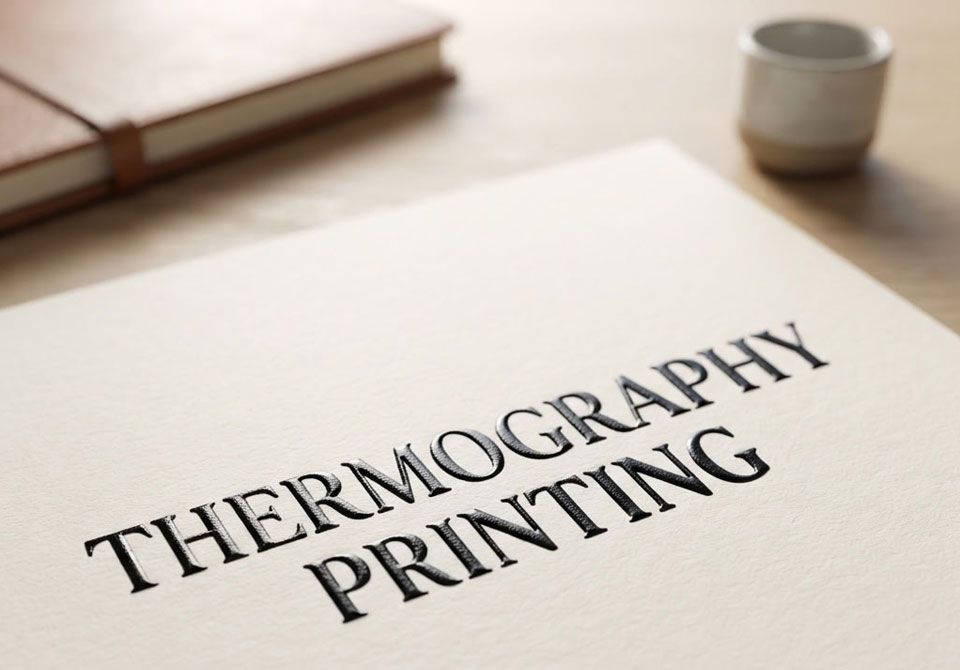 What is the difference between thermography and flat printing?