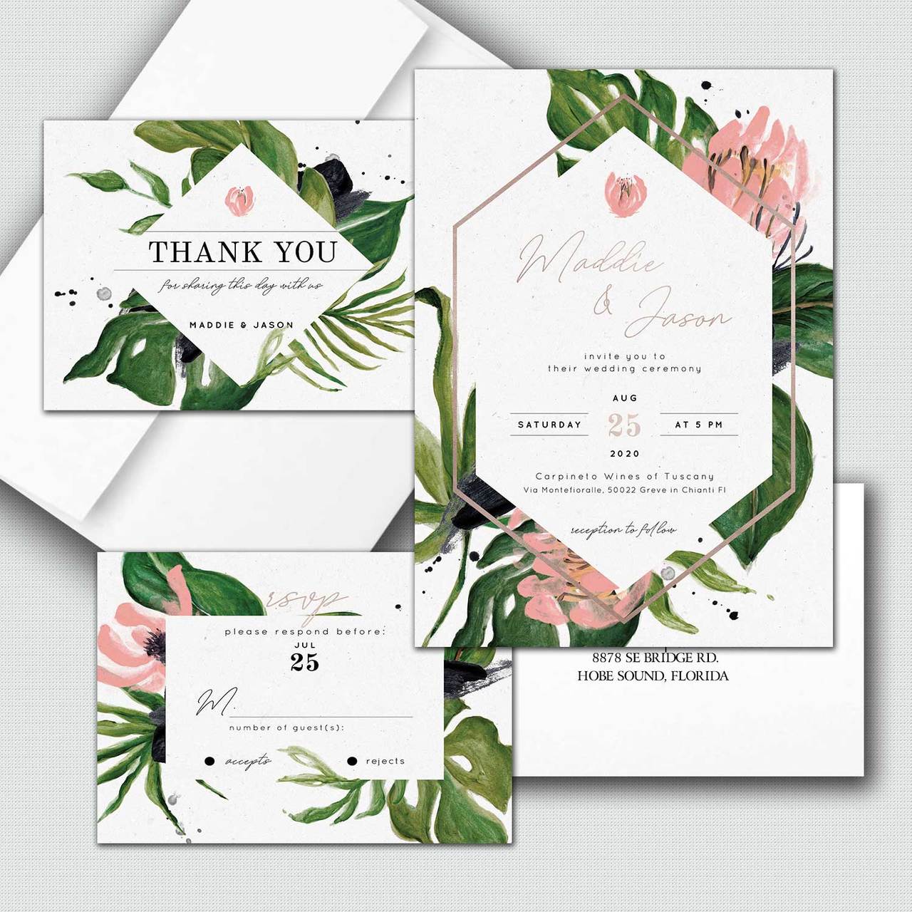 Watercolor Design - Wedding Invitations Suite 