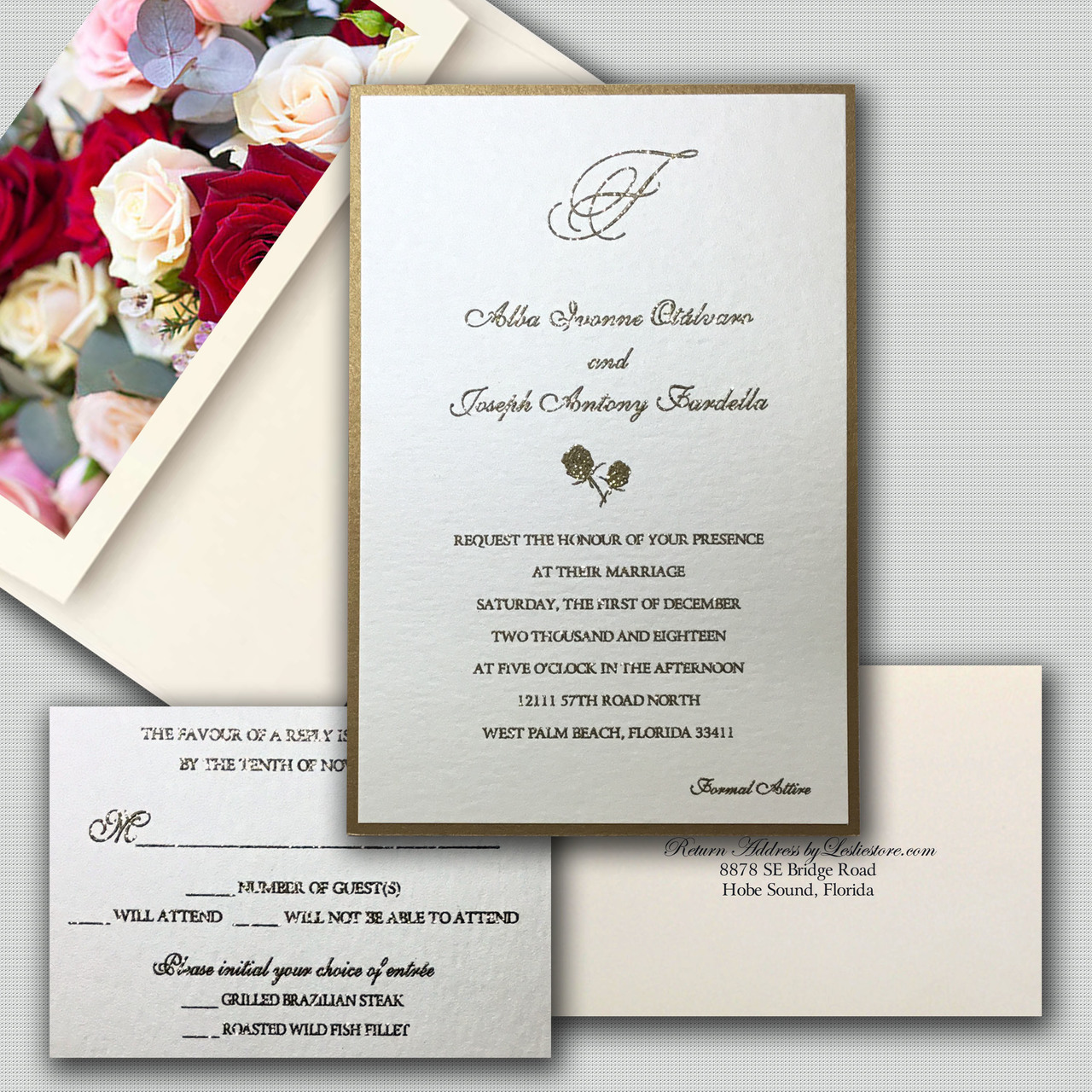 SHADE OF ROSE WEDDING INVITATIONS. Elegant design in luxury