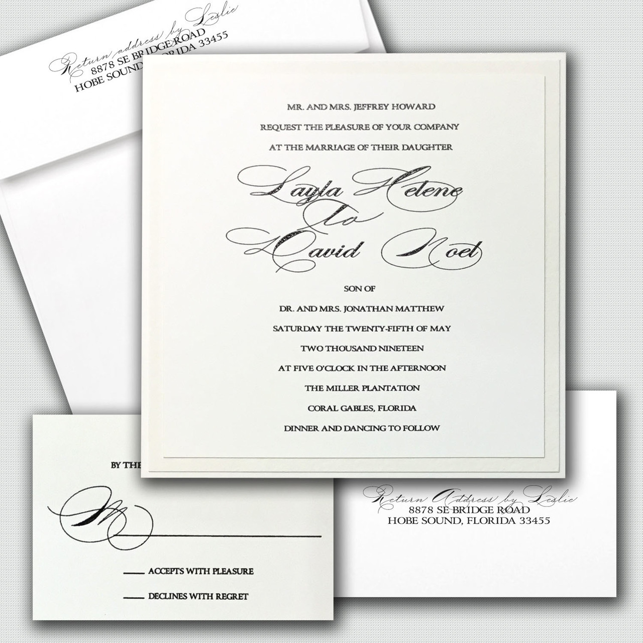 Layla Script Wedding Invitations elegant wholesale card