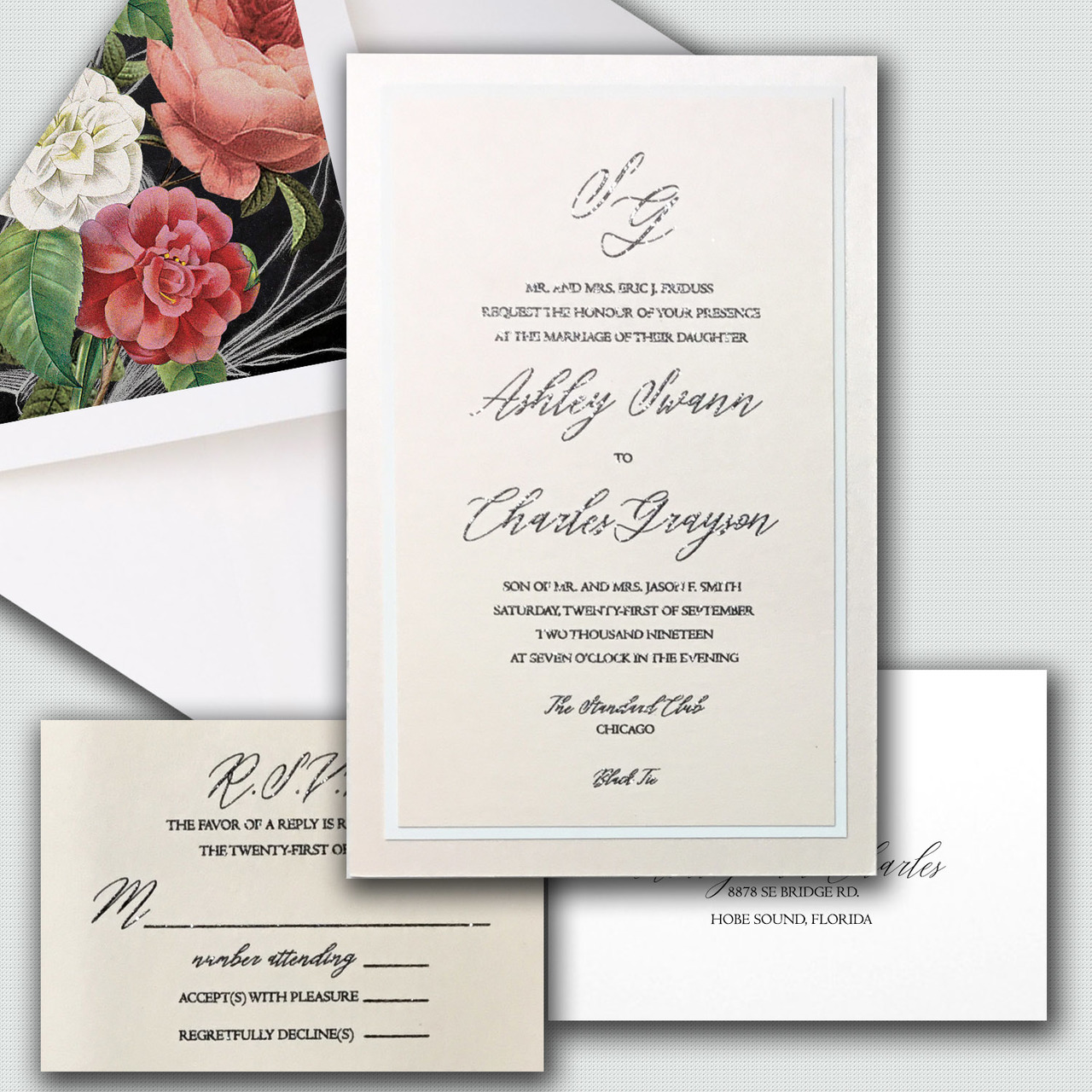 Wedding invitation Monogram elegant wholesale invitations