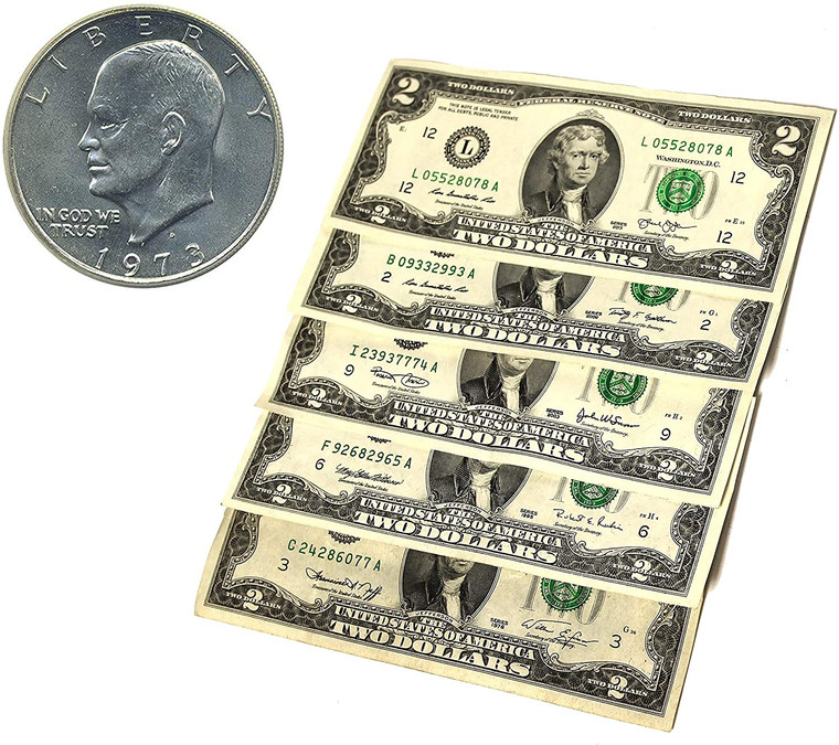 Two Dollar Bill | 5 Pack | Eisenhower Dollar