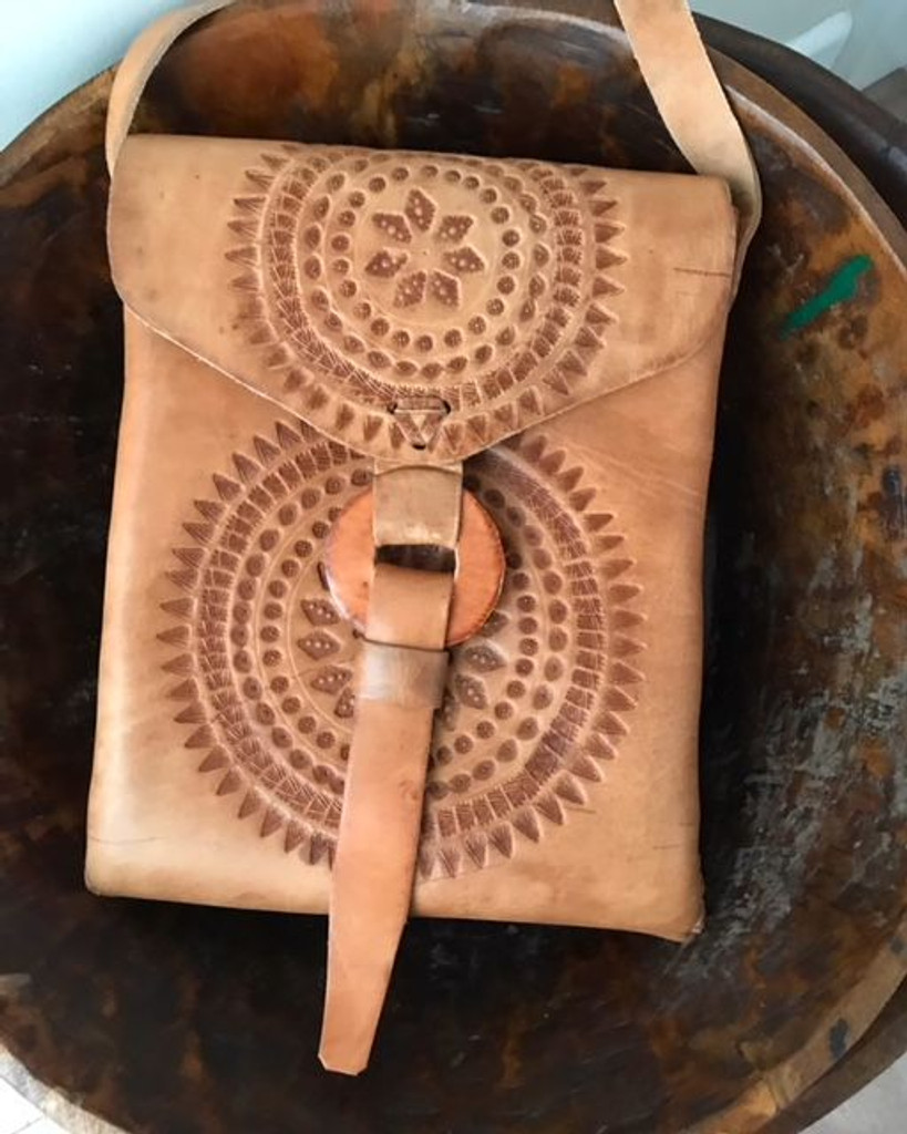 Rayo De Sol Mexican Hand  tooled leather cross body  bag  