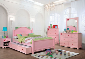 DANI TWIN BED SET W/ TRUNDLE, PINK