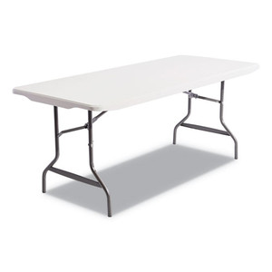 Resin Rectangular Folding Table, Square Edge, 96w x 30d x 29h, Platinum