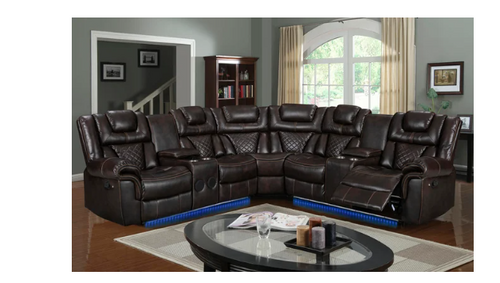 ALEXA 3PC RECLINING SECTIONAL, BROWN