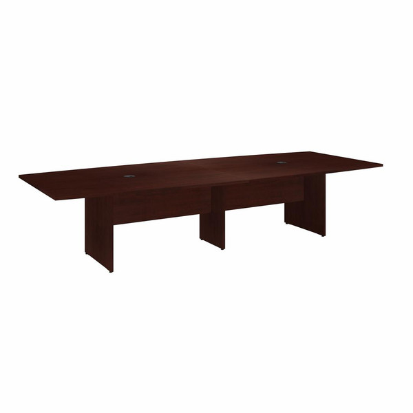 BUSH 120" x 48" Boat Shaped Conference Table with Wood Base, Hansen Cherry