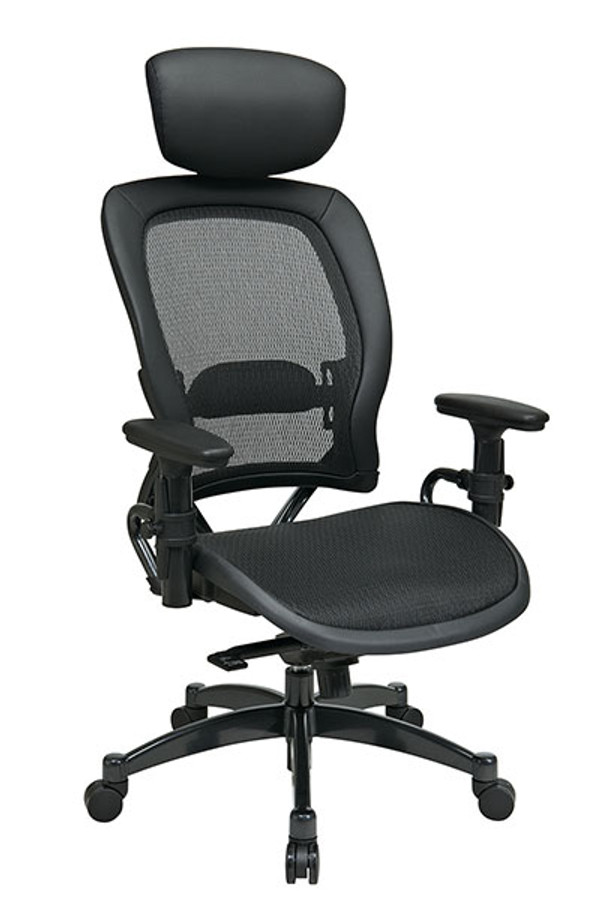 Breathable Mesh Seat and Back
Managers Chair with Adjustable Headrest
• Breathable Mesh Seat and Back
  with Adjustable Lumbar Support
• One Touch Pneumatic Seat Height Adjustment
• Infinite Locking 2-to-1 Synchro Knee Tilt Control
  with Adjustable Tilt Tension
• Adjustable Headrest
• Height-Adjustable Arms with PU Pads
• Heavy Duty Gunmetal Finish Base
  with Oversized Dual Wheel Carpet Casters
• This product has achieved GREENGUARD certification