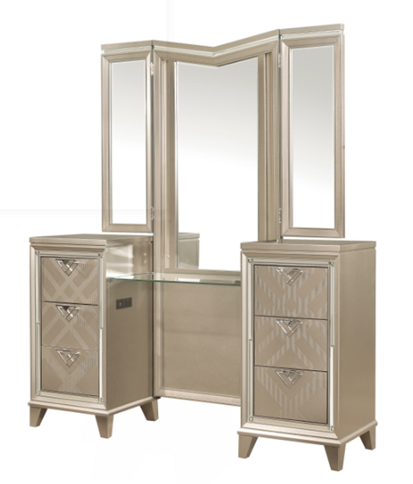 Vanity dresser with mirror & LED lighting