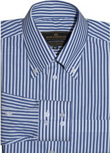 Button Down White & Blue Stripe Long Sleeve Mod Shirts
