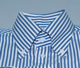 Button Down White & Blue Stripe Long Sleeve Mod Shirts
