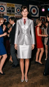 Leslie Ash Silver Tonic Women's suit 1960's Style