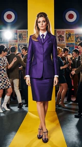 Leslie Ash skinhead 1960s  purple tonic women's suit