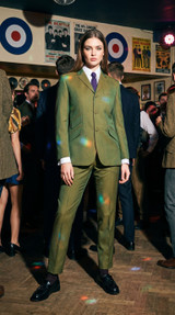 Leslie Ash golden green 2 tone tonic suit fro women