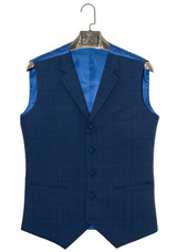 Navy colour check notch lapel waistcoat
