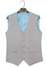 Light Grey pin stripe V cut men's waistcoat