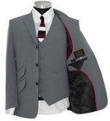Deal! BUY Weller light grey peak lapel 3 piece suit, Get FREE (Shirt+Tie+hanky+collar pin)