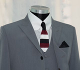 Deal! BUY Weller light grey peak lapel 3 piece suit, Get FREE (Shirt+Tie+hanky+collar pin)