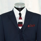 Deal! BUY Weller navy blue peak lapel 3 piece suit, Get FREE (Shirt+Tie+hanky+collar pin)