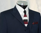 Deal! BUY Weller navy blue peak lapel 3 piece suit, Get FREE (Shirt+Tie+hanky+collar pin)