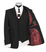 Deal! BUY Weller black peak lapel 3 piece suit, Get FREE (Shirt+Tie+hanky+collar pin)