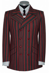 The Kinks Grey Stripe in Burgundy 4/8 Double Breasted Mod Blazer