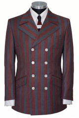 The Kinks Burgundy Grey Stripe 4/8 Double Breasted Mod Blazer
