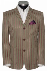 Weller Patch Pocket White Burgundy Stripe in Brown Boating Blazer