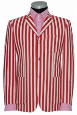 Weller Patch Pocket White Red Stripe in Brown Boating Blazer