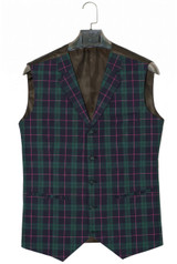 Green Colour Tartan Check men's waistcoat
