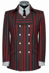 The Kinks Dark Grey and Burgundy Stripe in Crowd High Collar Blazer
