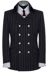The Kinks White Stripe in Black in Crowd High Collar Blazer