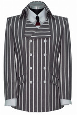 The Kinks White Stripe in Grey in Crowd High Collar Blazer