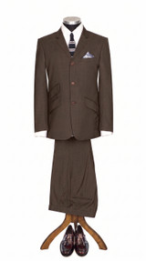 Nicky Hopkins Dark Brown Notch Lapel 3 Button Mod Suit