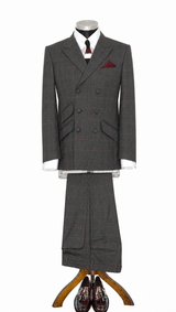 George Harrison Brown Prince of Wales check Men's Double Breasted Mod Suit