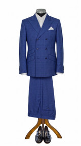 George Harrison Royal Blue Prince of Wales check Men's Double Breasted Mod Suit