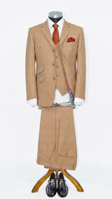 Weller Vintage Dark Beige Prince of Wales 3 Piece Suit for Men