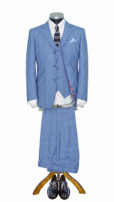 Weller Vintage Sky Color Prince of Wales 3 Piece Suit for Men