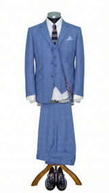 Weller Sky Color POW Check 3 Piece Suit for Men