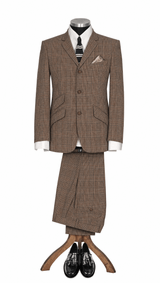 Weller Light Brown Prince of Wales 2 Piece Suit for Men