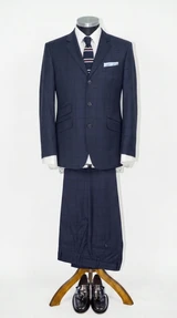 Weller Navy Shadow Check Prince of Wales 2 Piece Suit for Men