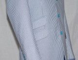 Summer suit | 100% Cotton sky blue striped 3 button suit